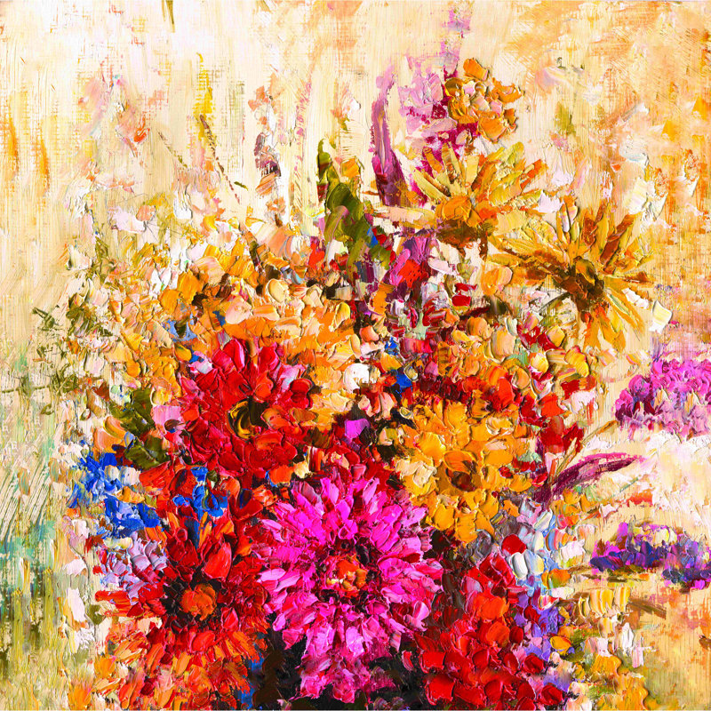 " Painted Bouquet 2 " Painting Print, 12" H x 12" W  