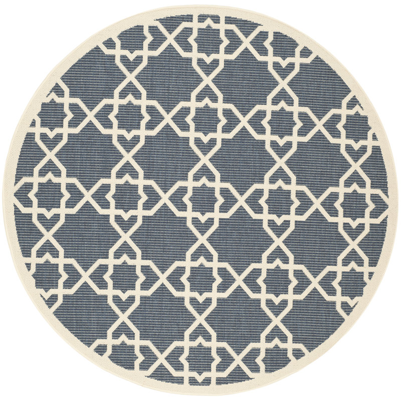Courtyard Performance Geometric Indoor/Outdoor Area Rug, Round 5'3"
