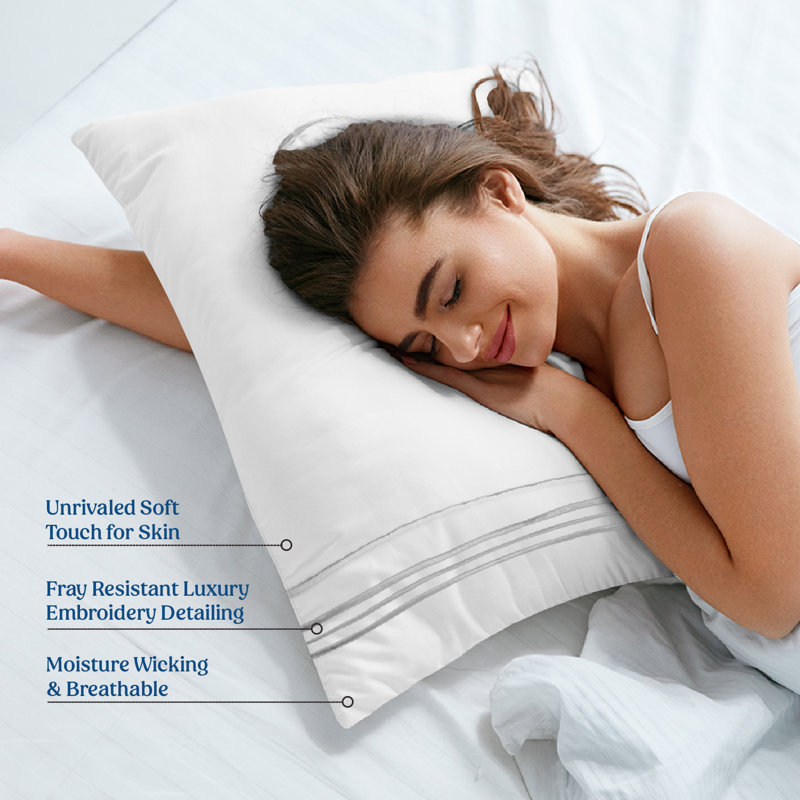  Brushed Microfiber Pillowcases Envelop Closure, King, White