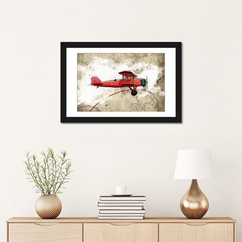 «Biplane III», impression sur toile, H 16 po x l 24 po x P 1 po, Papier d'art encadré noir, Blanc