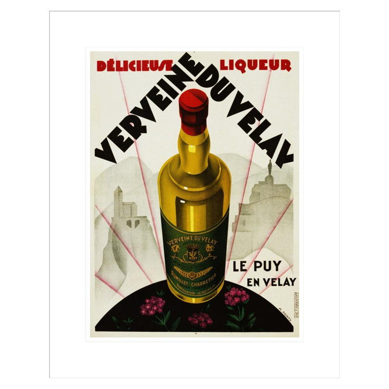 «Verveine Duvelay Liqueur», affiche de publicité par Max Ponty - estampe numérique encadrée, H 21,75 po x l 17,45 po