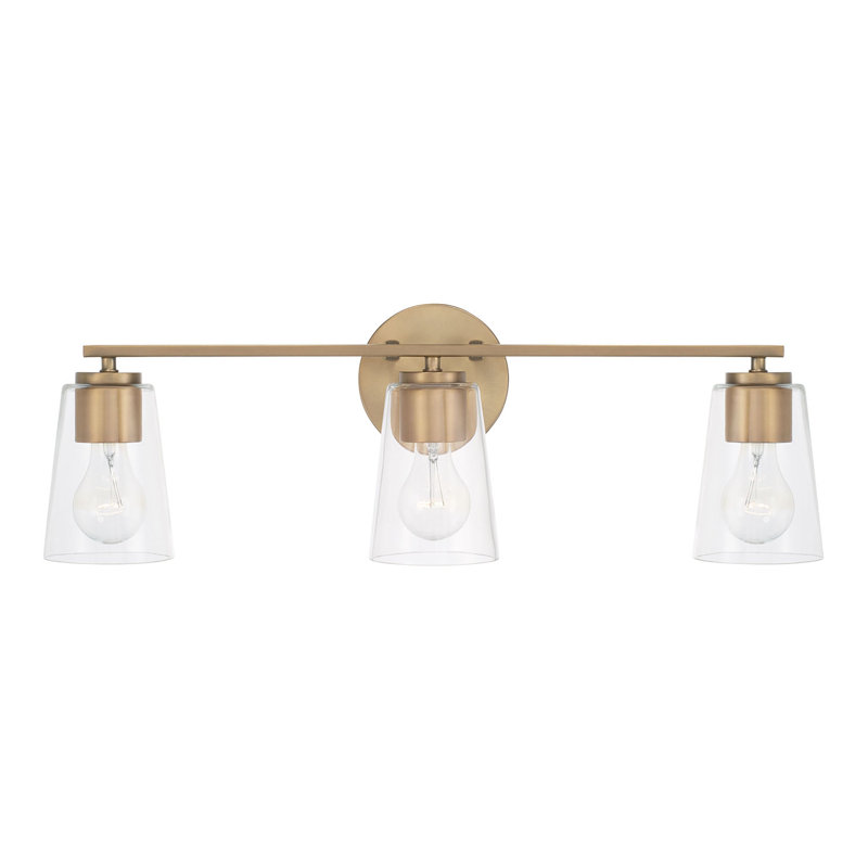 3 - Light Dimmable Vanity Light, Gold