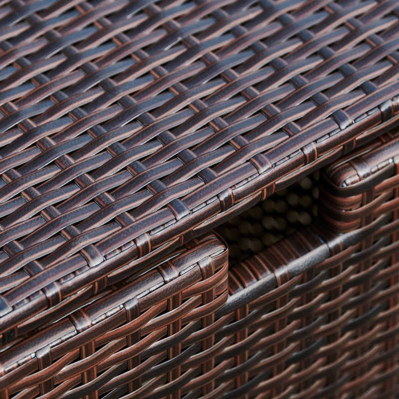 Dark Brown Wicker Propane Tank Cover Table