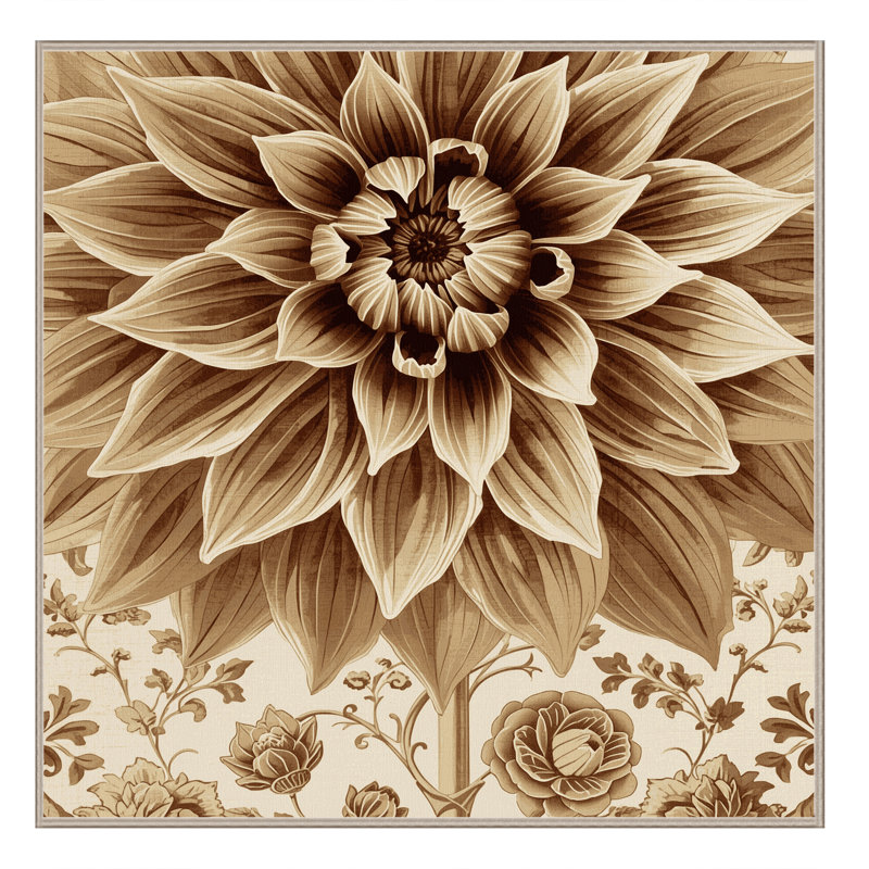Tapis beige traditionnel lavable à la machine Paesyn Dahlia, Carré 7 pi