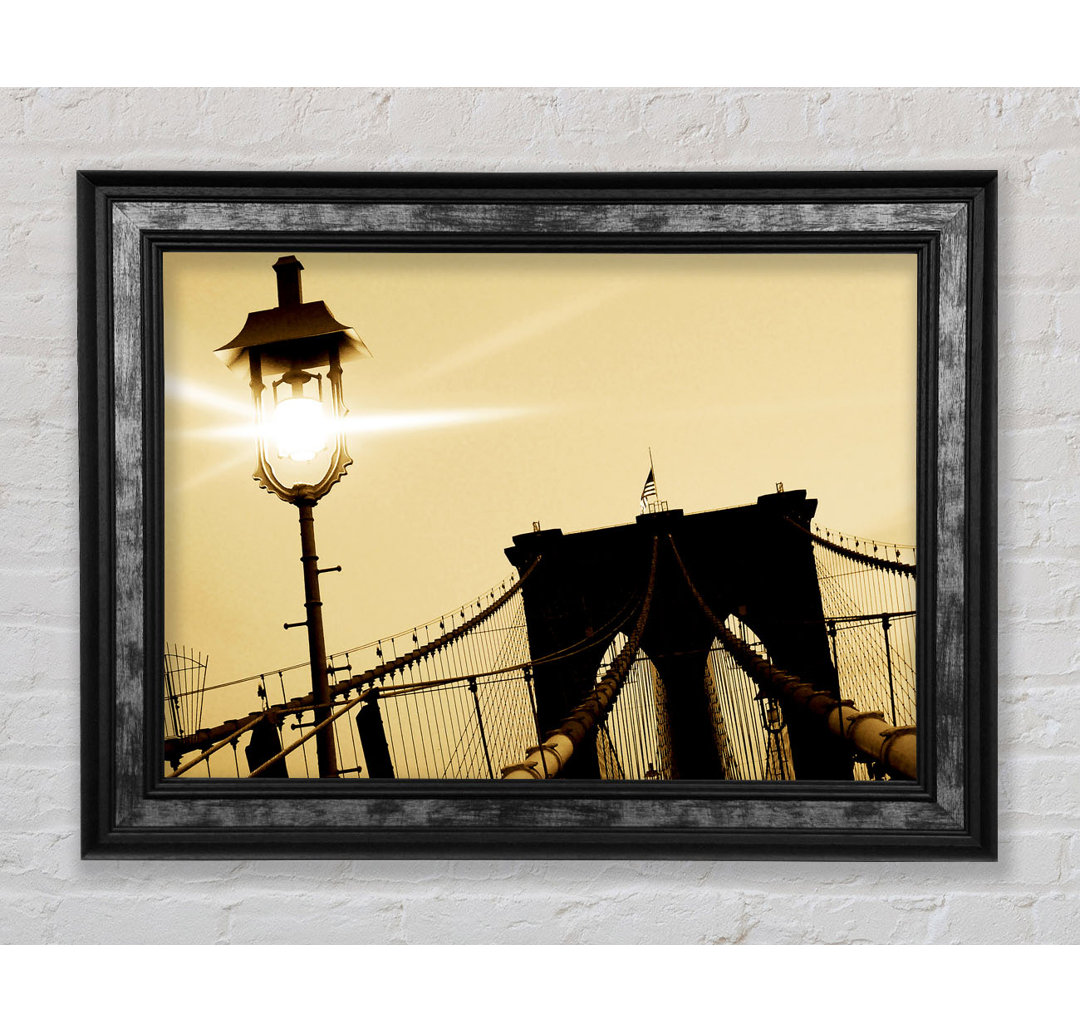 Brooklyn Bridge Street Light Retro - Einzelner Bilderrahmen Kunstdrucke