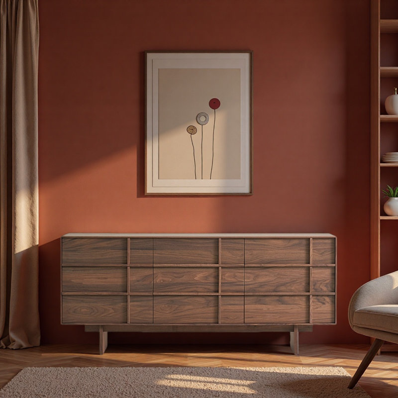 Commode rétro et simple, Noyer