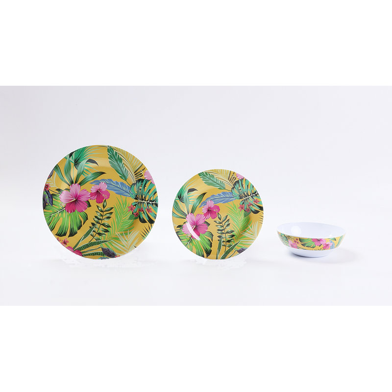 12pc Hawaiian Melamine Dinner Set