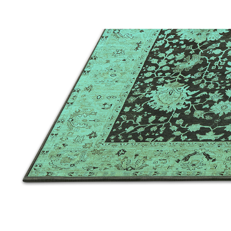 Tapis oriental en laine / polyester tissé à la machine en bleu, Rectangle 2 pi x 3 pi