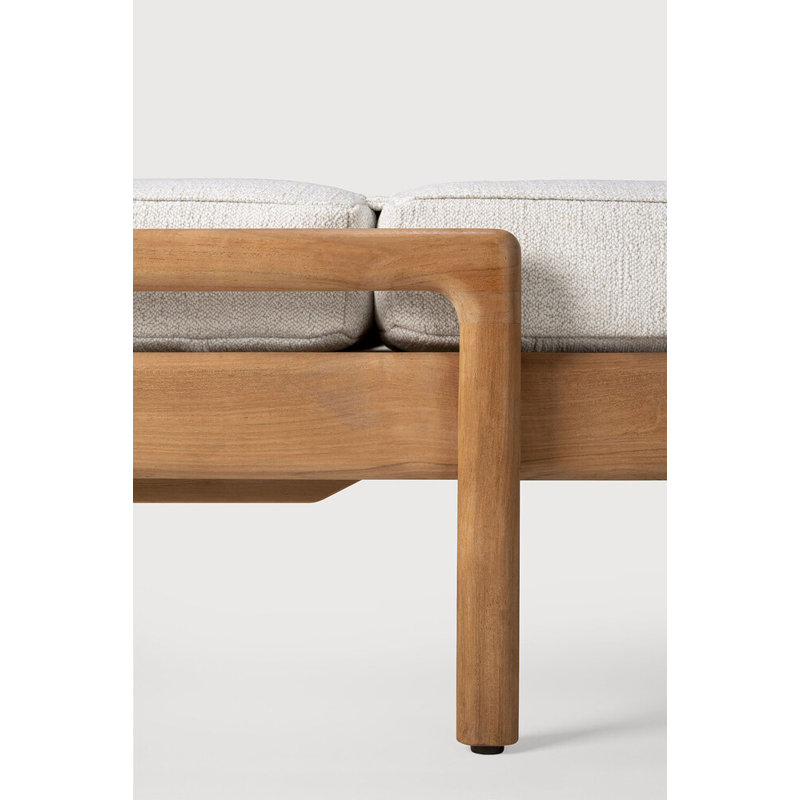 Jack Outdoor Teak Chaise Lounge, Teak Frame/Off White Cushion