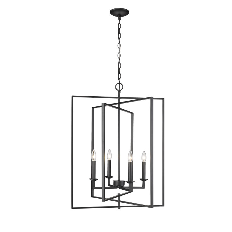Luminaire suspendu carré de style lanterne à 4 lumières 