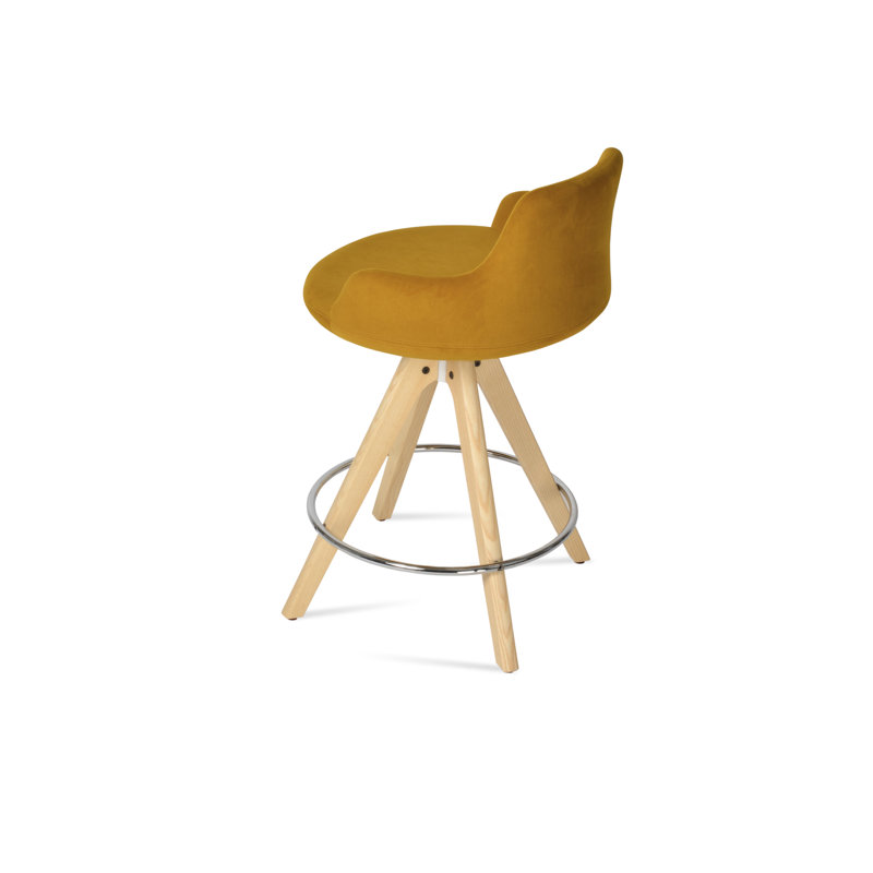 Tabouret de bar et de comptoir, Naturel, Tumeric Velvet, Tabouret de bar (hauteur d'assise de 29,5 po)