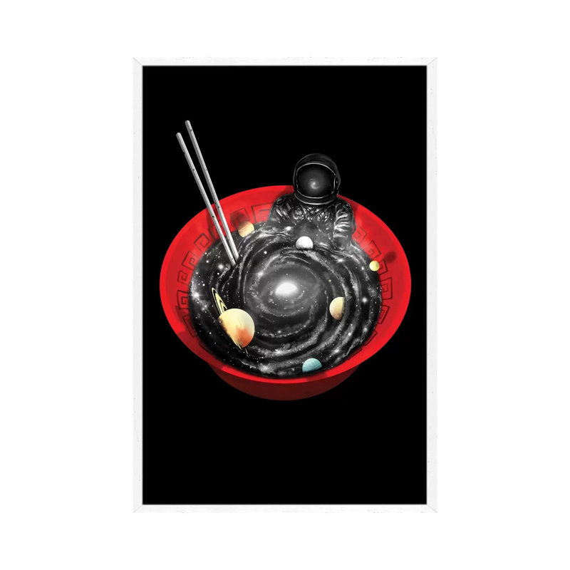 Space Ramen Bath by Nicebleed - Print on Canvas, White Framed, 66.04cm H x 45.72cm W x 3.81cm D