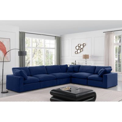 Homero 160" Wide Velvet Reversible Modular Corner Sectional