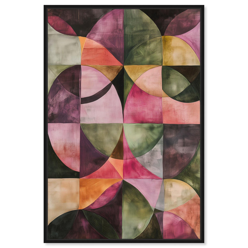 Toile Tessellated Arcs par Art Remedy, Noir, H 16 po x l 11 po, Cadre flottant