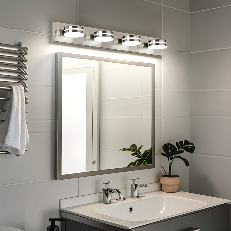 Luminaire de salle de bain 4 lumières à DEL à intensité variable moderne 4cc, 4, Nickel