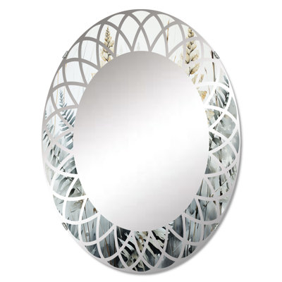 Green Ferns Golden Oasis Oval Mirror