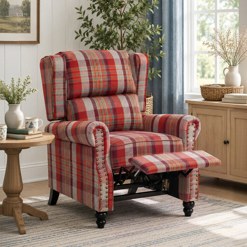 87.5cm Wide Glider Standard Recliner, Red Linen