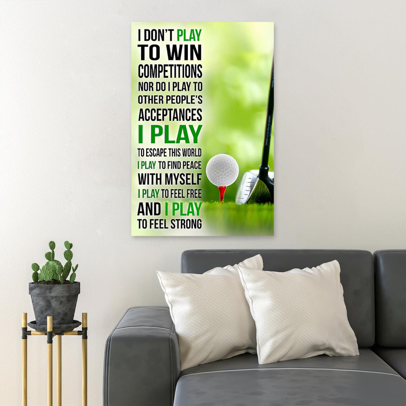 Golf sur fond vert - I Don’T Play To Win Concours - 1 pièce, reproduction d'art graphique sur toile tendue