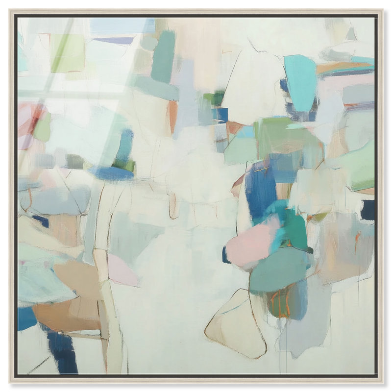 Décoration murale murale Soft Patchwork III, impression acrylique encadrée, couleur sauge, par Art Remedy, cadre argenté, 30 x 30 cm