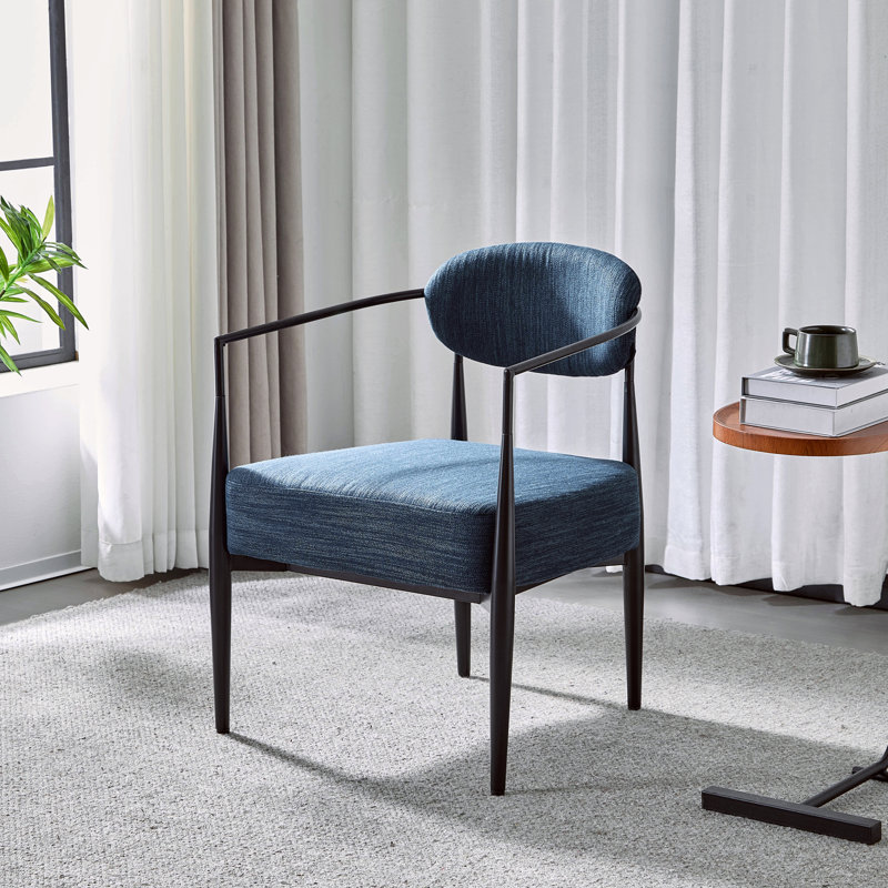 Fauteuil d'appoint rembourré Mid-Century, Bleu, Noir