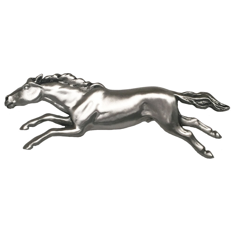 Poignée fantaisie 3 po Wild Horse, Satin, Faisant face vers la gauche