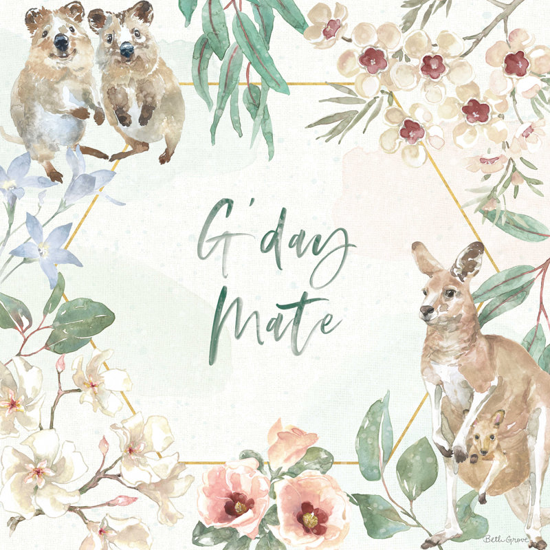 «Aussie Love III» par Beth Grove - reproduction d'art sur toile tendue, H 12 po x l 12 po x P 1,25 po, Non, Toile tendue