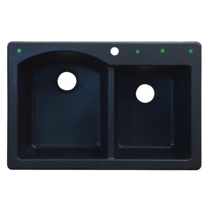 Aversa 33'' L Double Bowl Kitchen Sink, Black