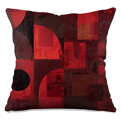 Red Geometric Abstract Shapes Double Sided Throw Pillows
