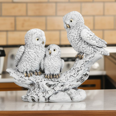 6.75"W Owl Family on Branch Figurine