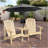 Outsunny Wooden Adirondack Chair For Two, Outdoor Fire Pit Chair Set With Table & Umbrella Hole, Patio Chairs For Deck Lawn Pool Backyard, Natural