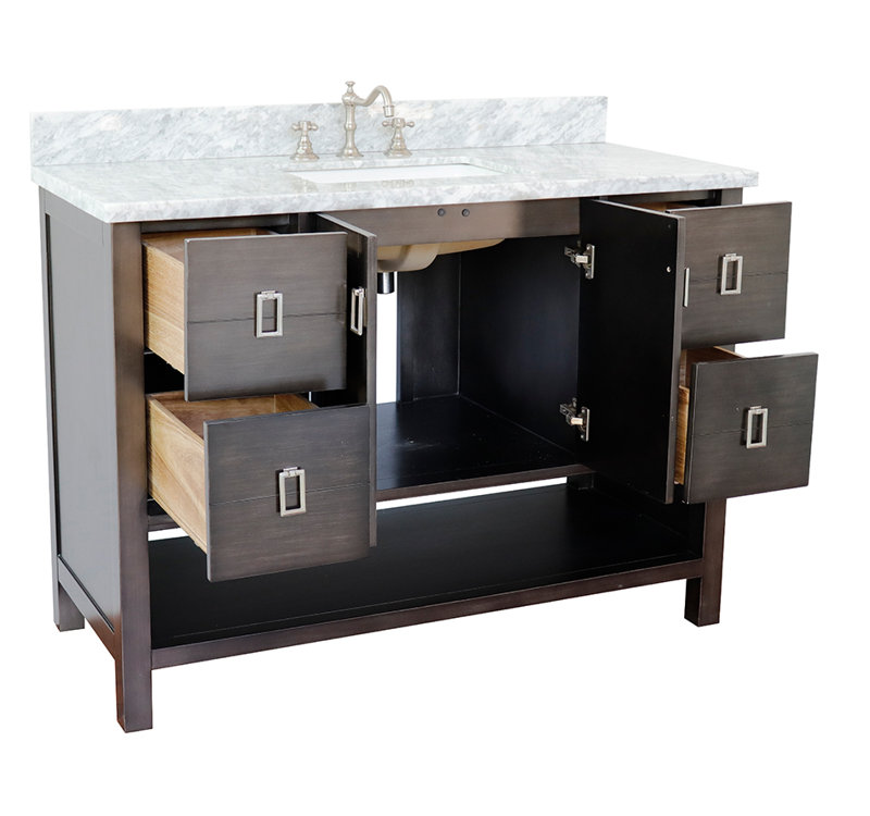 Ensemble de meuble-lavabo simple 49 po Wilhoit, Brun argenté / blanc de Carrare