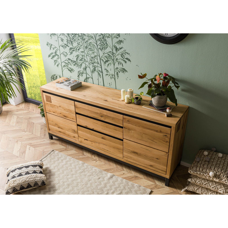 Villanders 190cm Solid Wood Sideboard, Natural Brown