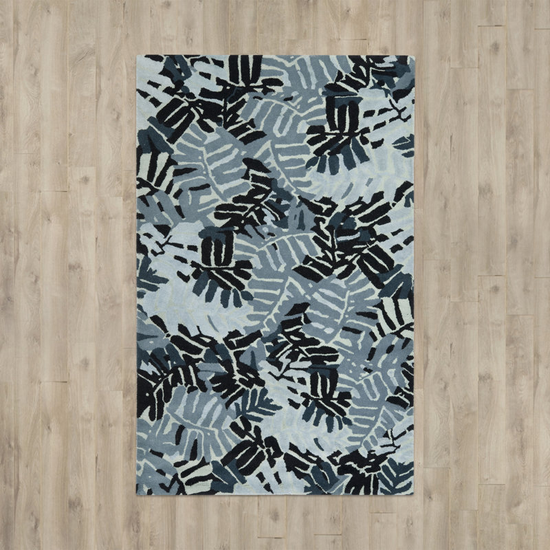 Palm Leaf Martha Stewart Hand Tufted Wool Floral Rug, Rectangle 8' x 10'