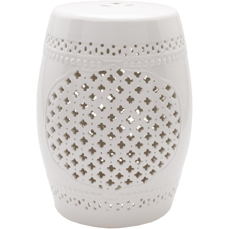 Ceramic Accent Stool, Light Gray