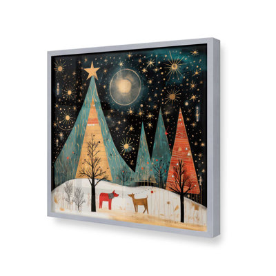 Nuit étoilée, arbres de Noël I print