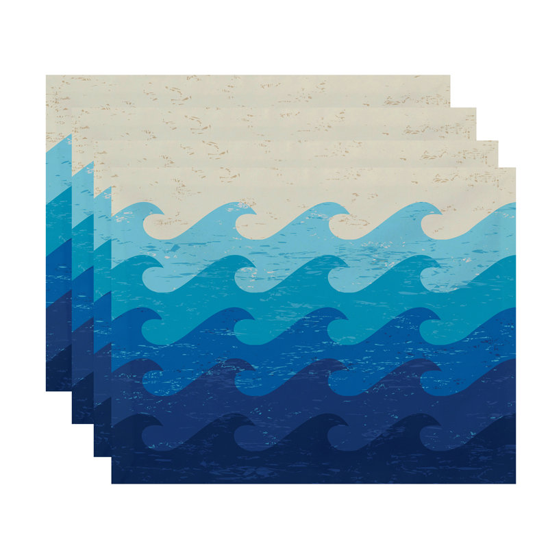 Ensemble de napperons 4 pièces Surf, Sand & Sea, Bleu