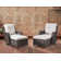 Deb Wicker Patio Swivel and Glider Chairs with Ottomans and Cushions(Set of 2)