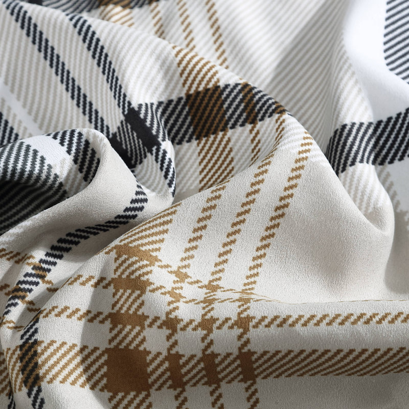 Twin Black and Tan Plaid Reversible Comforter Set