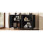 Buffet rétro 54 po avec rangement, armoire rétro à 4 portes avec cannelures et tablettes réglables pour la salle à manger, la cuisine et le salon (noir)-1228177517