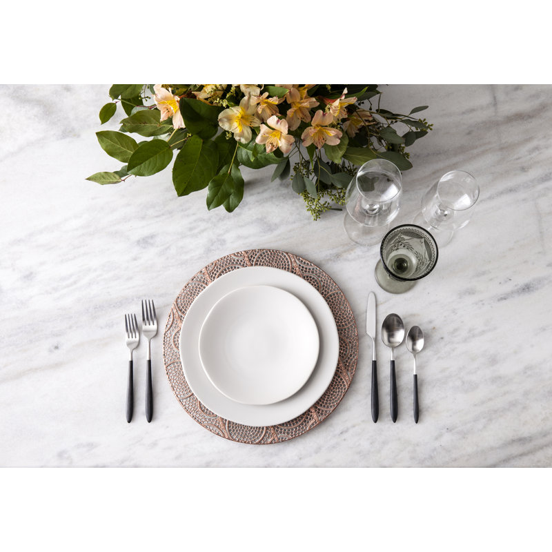 Fortessa Velo 18/10 Stainless Steel 20 Piece Flatware Set, Service for 4, Black/Brushed Silver