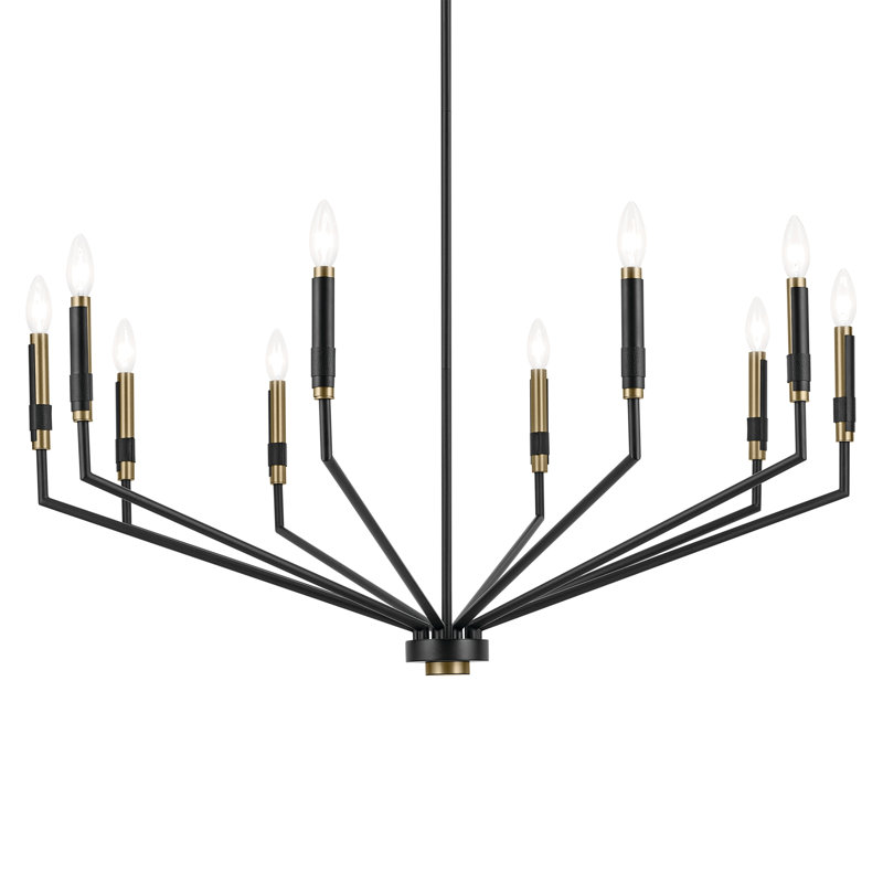Lustre 10 lumières 38,25 "38,25", Noir satiné