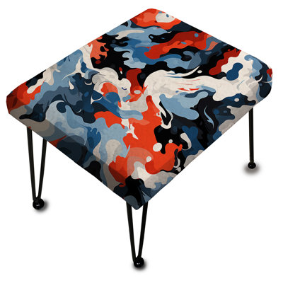 Repose-pieds bleu et rouge à encre liquide Serenity - Camouflage