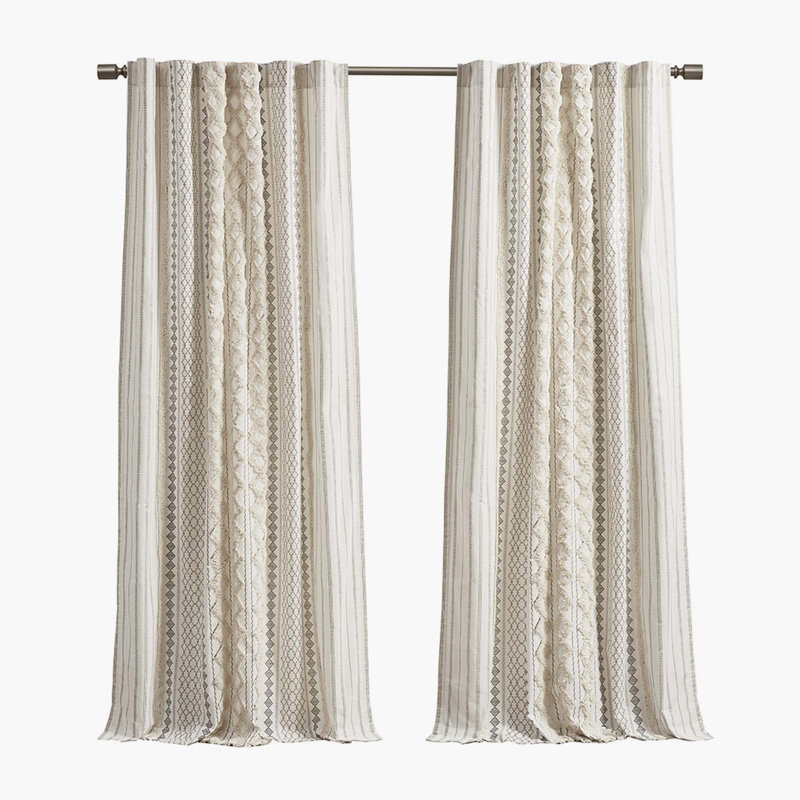 Cutrer Cotton Room Darkening Curtain Panel, Beige, 50" W x 84" L