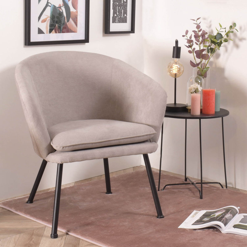 Bohanan Upholstered Barrel Chair, Beige