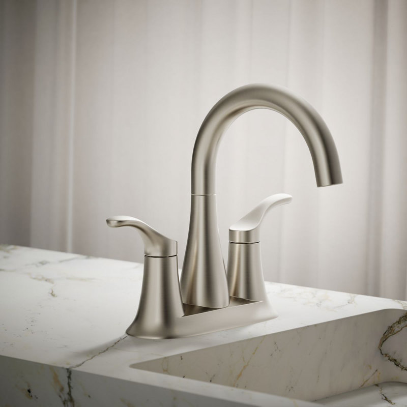 Simplice Centerset Bathroom Sink Faucet, Vibrant Brushed Nickel, 1 GPM