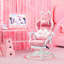 Chaise de bureau inclinable ergonomique en similicuir rose avec oreilles de chat, repose-pieds, capacité de 310 lb, inclinaison à 6 positions et pivotant à 360 °-1666930444-1666930445