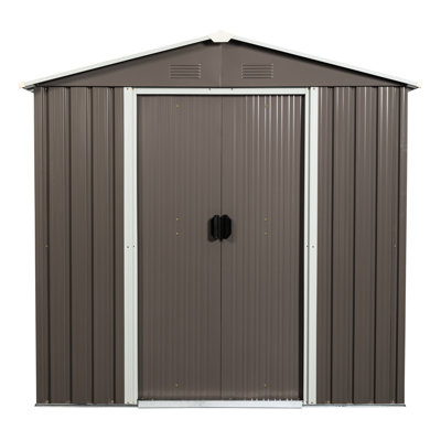 Outdoor Galvanized Iron Metal Shed 6Ft X 5Ft, Gray - And Reliable For All Needs Storage Strong Stable