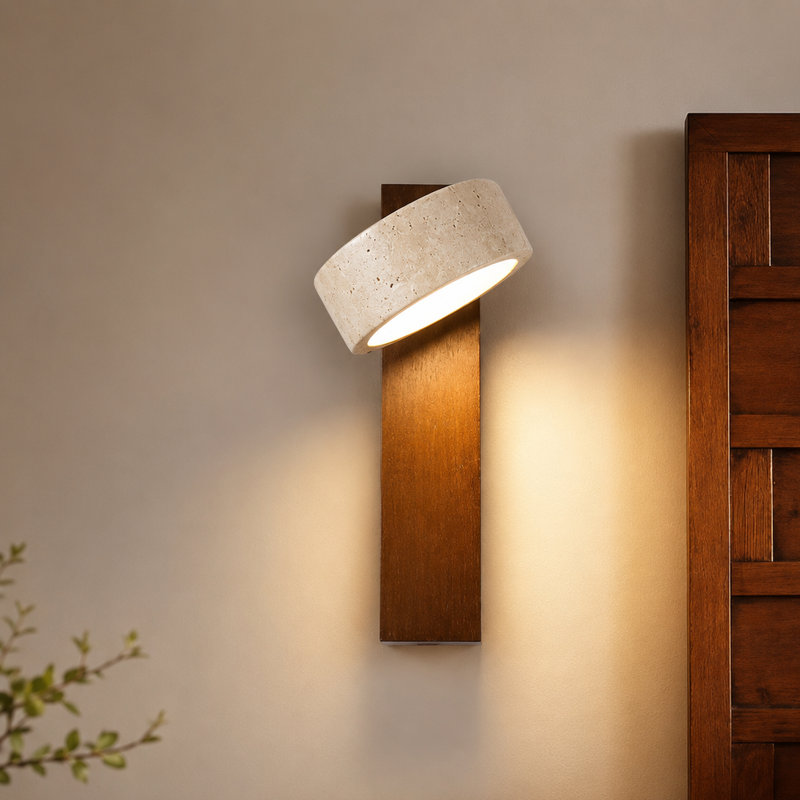 Travertine Ring Rotatable LED Wall Sconce