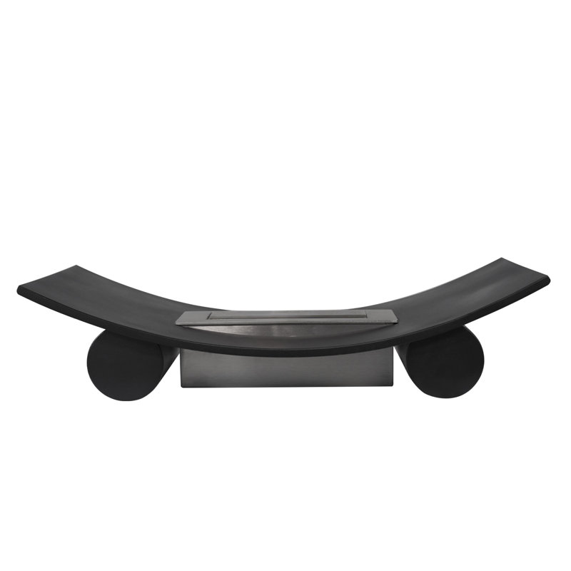 Adam 59 cm W Black Silver Bio-Ethanol Fireplace with 10236 BTU