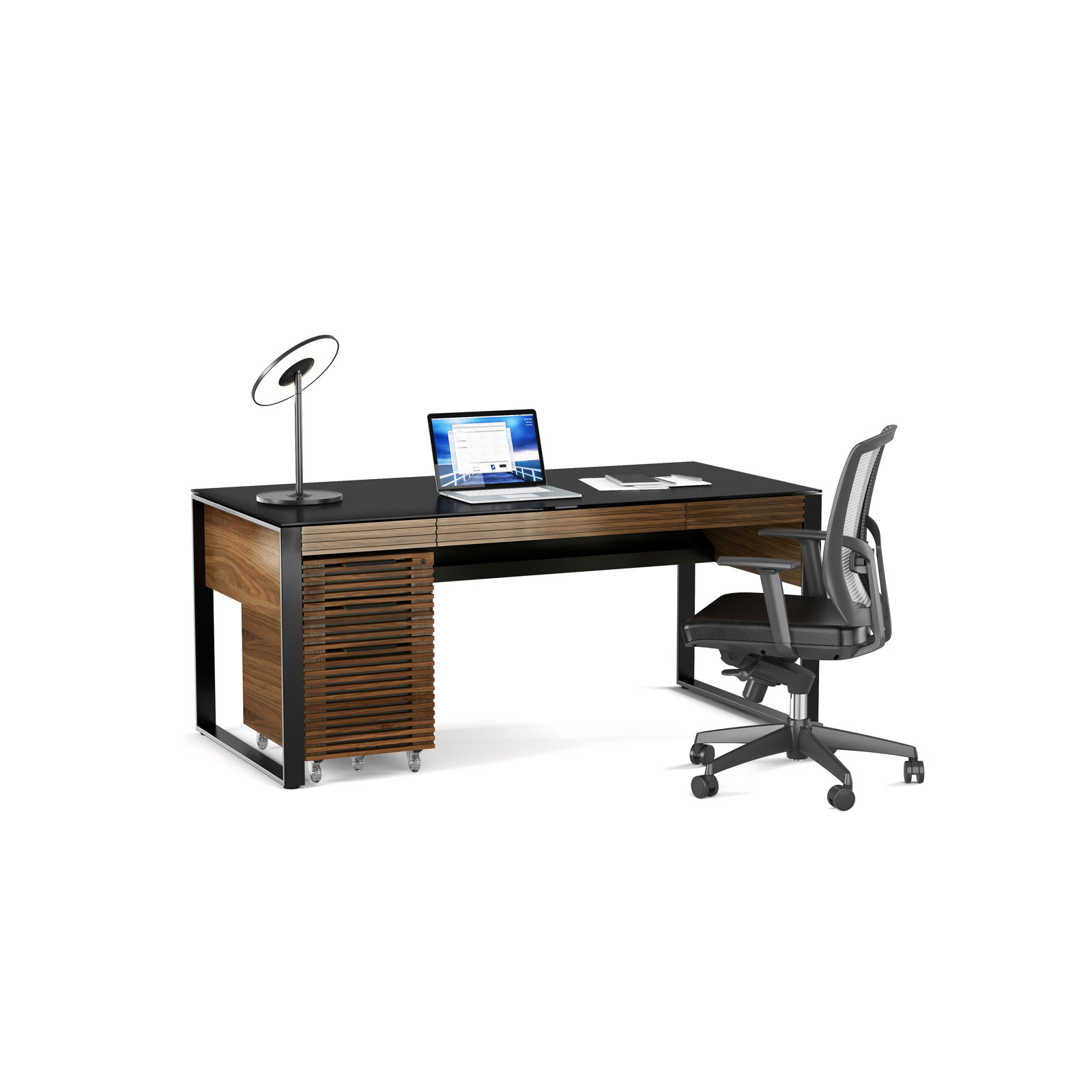 Corridor 3 - Drawer Vertical Mobile File Cabinet, Natural Walnut